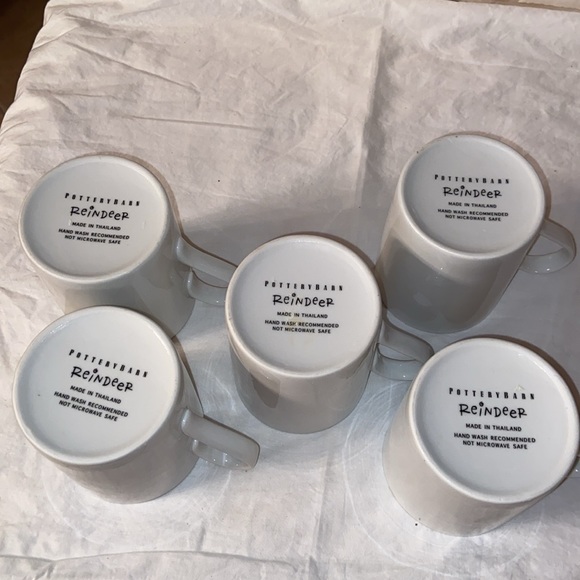 Retired RARE Pottery Barn Christmas Holidays Mug Set of 5 Reindeers. - Picture 10 of 13
